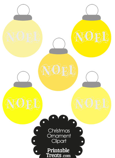 Yellow Noel Christmas Ornament Clipart from PrintableTreats.com