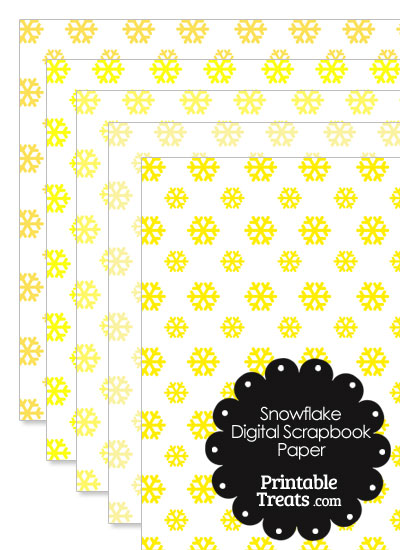 Yellow Snowflake Digital Scrapbook Paper from PrintableTreats.com