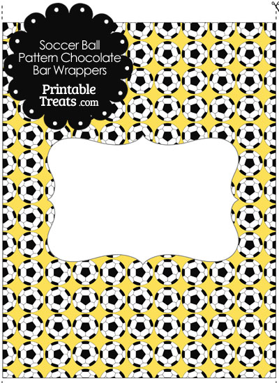 Yellow Soccer Ball Pattern Chocolate Bar Wrappers from PrintableTreats.com