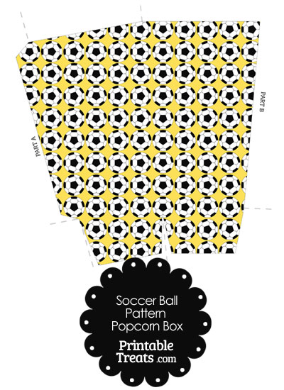 Yellow Soccer Ball Pattern Popcorn Box from PrintableTreats.com