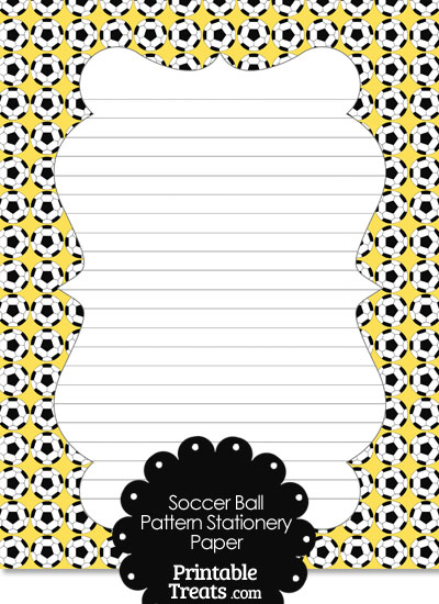 Yellow Soccer Ball Pattern Stationery Paper from PrintableTreats.com