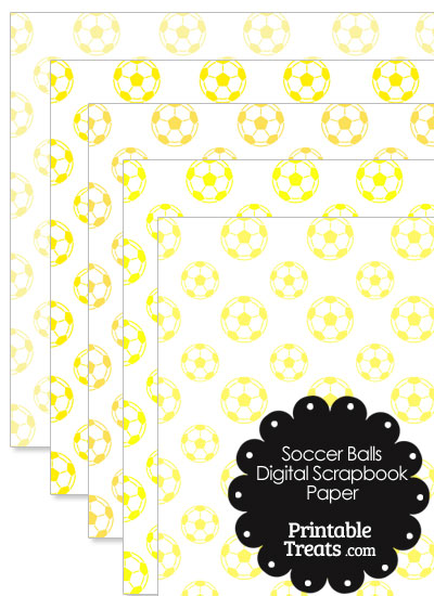 Yellow Soccer Digital Scrapbook Paper from PrintableTreats.com