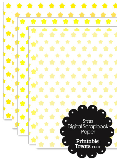 Yellow Star Digital Scrapbook Paper from PrintableTreats.com