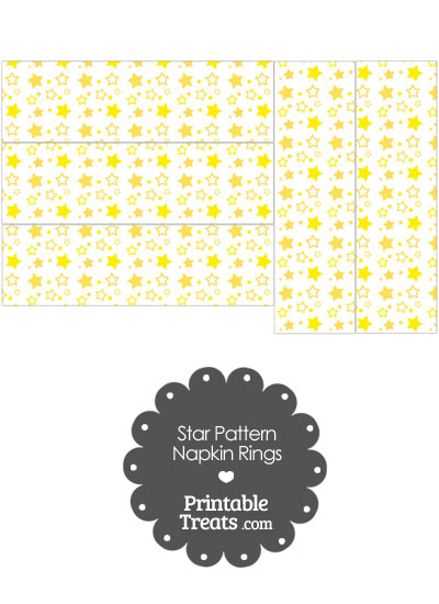 Yellow Star Pattern Napkin Rings from PrintableTreats.com