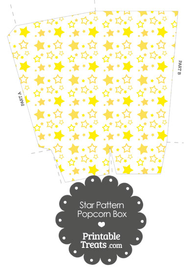 Yellow Star Pattern Popcorn Box from PrintableTreats.com