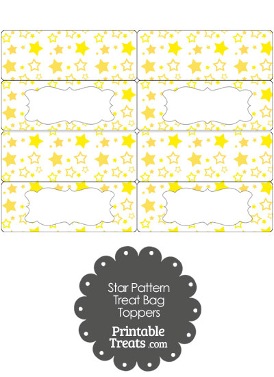Yellow Star Pattern Treat Bag Toppers from PrintableTreats.com