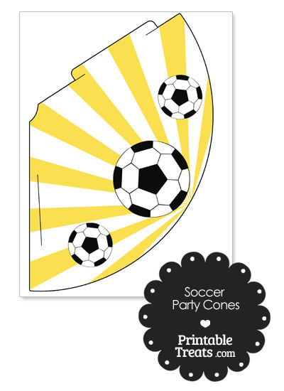 Yellow Sunburst Soccer Party Cones from PrintableTreats.com