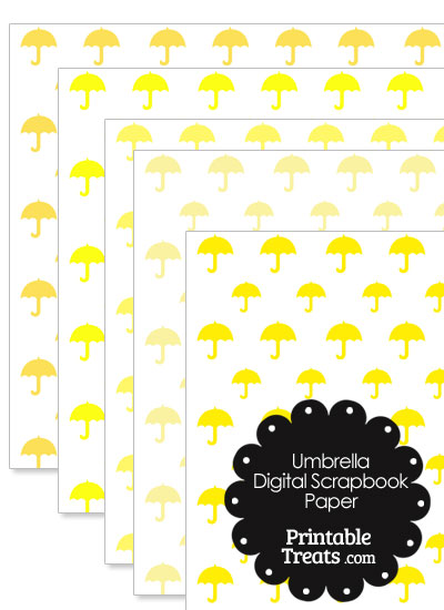 Yellow Umbrella Digital Scrapbook Paper from PrintableTreats.com