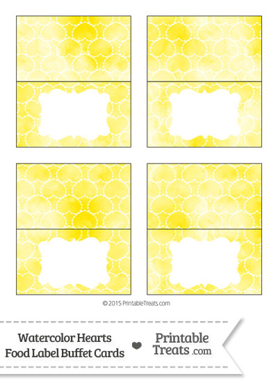 Yellow Watercolor Hearts Food Labels from PrintableTreats.com