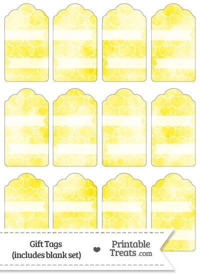 Yellow Watercolor Hearts Gift Tags from PrintableTreats.com