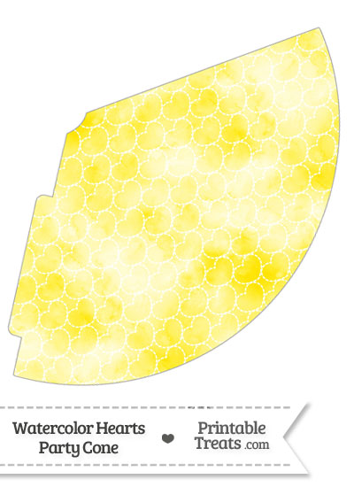 Yellow Watercolor Hearts Party Cone from PrintableTreats.com