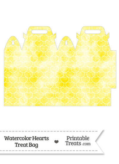 Yellow Watercolor Hearts Treat Bag from PrintableTreats.com