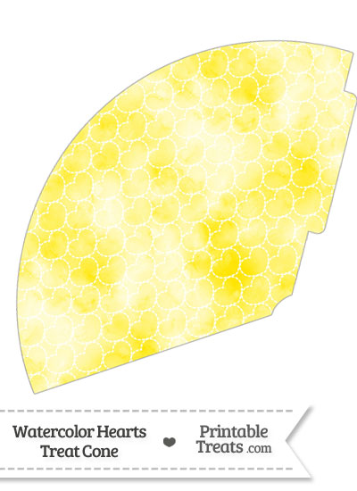 Yellow Watercolor Hearts Treat Cone from PrintableTreats.com