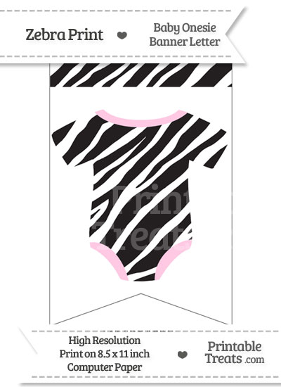 Zebra Print Baby Onesie Bunting Banner Blank Spacer Flag from PrintableTreats.com