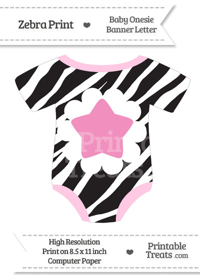 Zebra Print Baby Onesie Shaped Banner Star End Flag from PrintableTreats.com