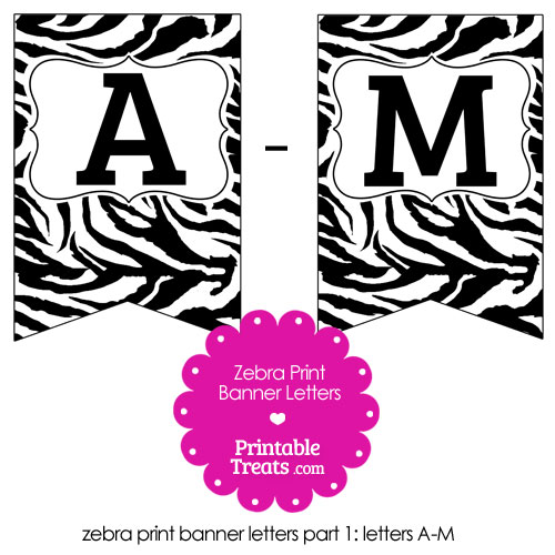 zebra print bunting banner letters a-m