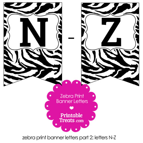 zebra print bunting banner letters n-z