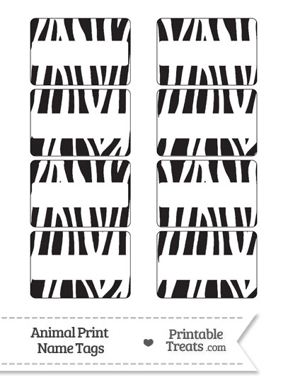 Zebra Print Name Tags from PrintableTreats.com