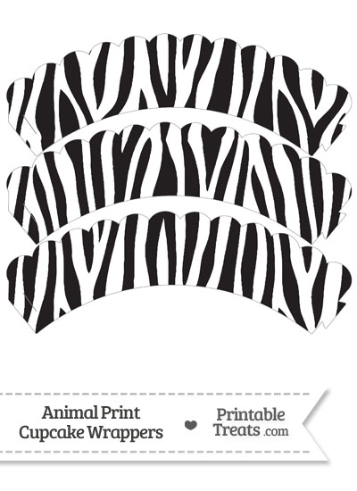 Zebra Print Scalloped Cupcake Wrappers from PrintableTreats.com