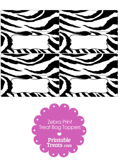 Zebra Print Treat Bag Toppers from PrintableTreats.com