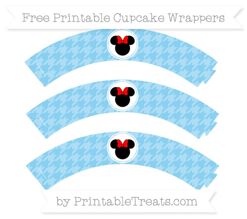 Free Baby Blue Houndstooth Pattern Minnie Mouse Cupcake Wrappers ...