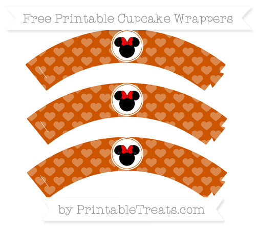 Free Burnt Orange Heart Pattern Minnie Mouse Cupcake Wrappers ...