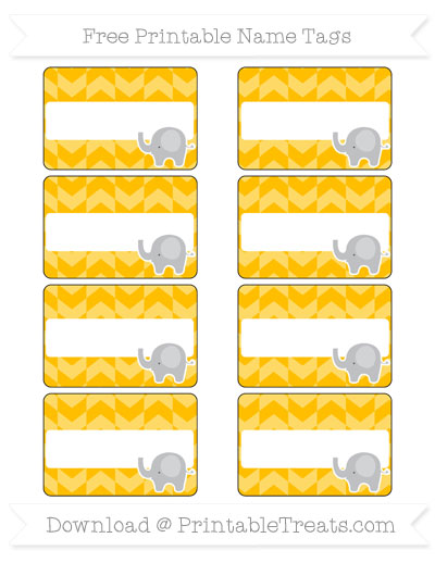 free amber herringbone pattern elephant name tags printable treatscom