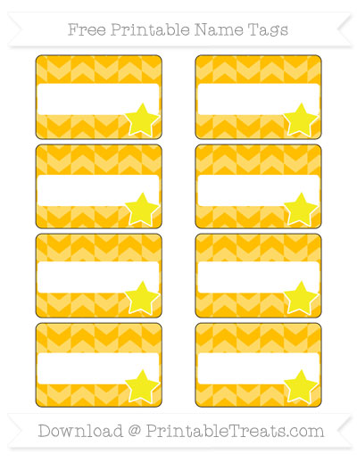 Free Amber Herringbone Pattern Star Name Tags — Printable Treats.com