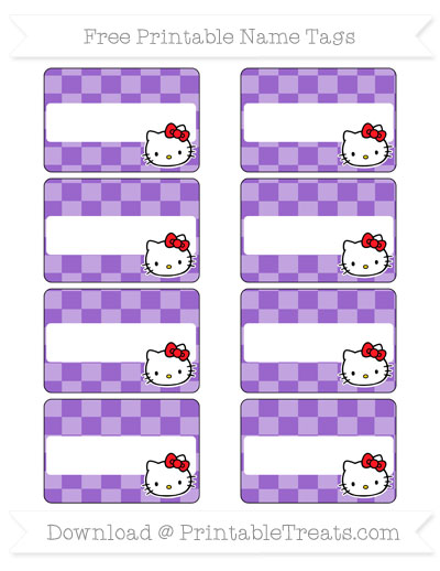 free amethyst checker pattern hello kitty name tags printable treatscom