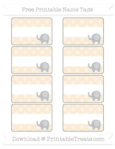 free antique white dotted pattern elephant name tags printable treatscom
