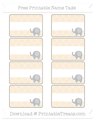 free antique white moroccan tile elephant name tags printable treatscom