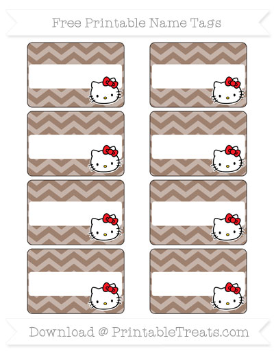 free beaver brown chevron hello kitty name tags printable treatscom