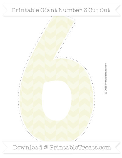 Beige Herringbone Pattern Giant Number 6 Cut Out — Printable Treats.com