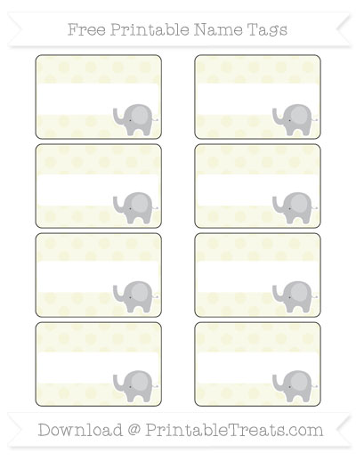 free beige polka dot elephant name tags printable treatscom