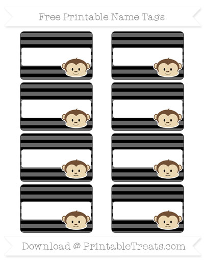 Free Black Horizontal Striped Boy Monkey Name Tags
