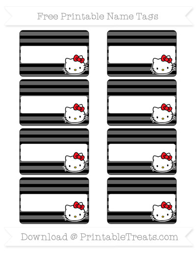 free black horizontal striped hello kitty name tags printable treatscom