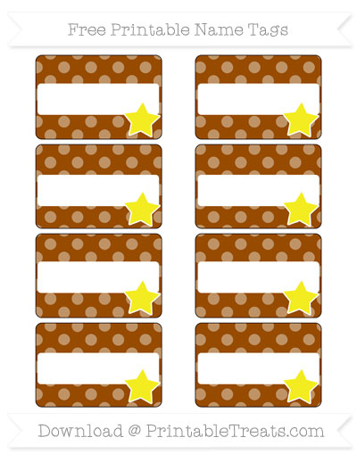 Free Brown Dotted Pattern Star Name Tags — Printable Treats.com