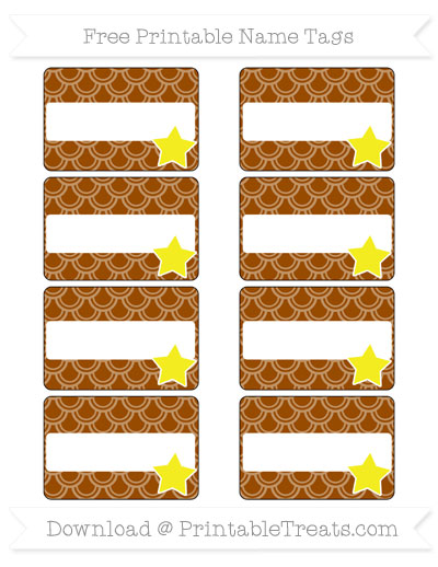 Free Brown Fish Scale Pattern Star Name Tags — Printable Treats.com