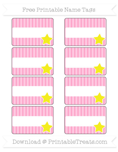 Free Carnation Pink Thin Striped Pattern Star Name Tags — Printable ...