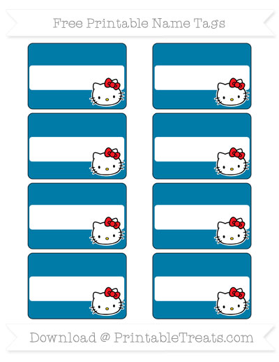 Free Cerulean Blue Hello Kitty Name Tags — Printable Treats.com