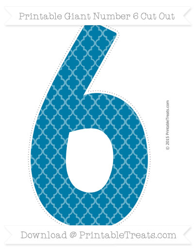 Cerulean Blue Moroccan Tile Giant Number 6 Cut Out — Printable Treats.com