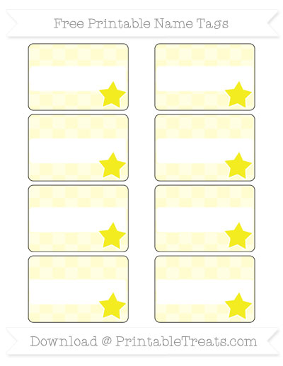 Free Cream Checker Pattern Star Name Tags — Printable Treats.com