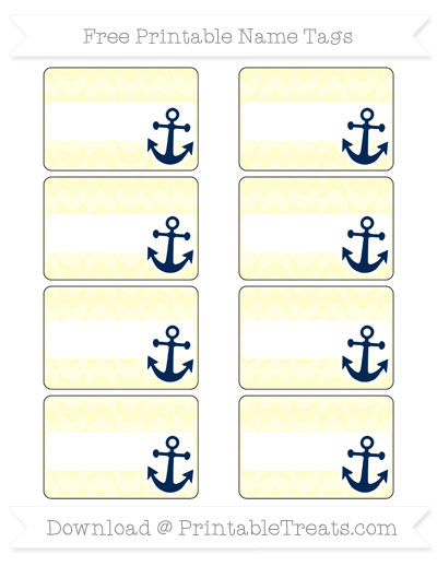 Free Cream Herringbone Pattern Nautical Name Tags — Printable Treats.com