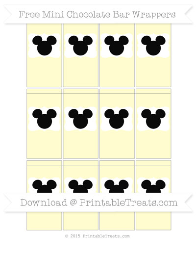 Free Cream Mickey Mouse Mini Chocolate Bar Wrappers — Printable Treats.com