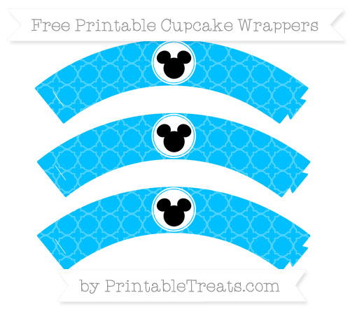 Wrapper Pattern Simple Bluue Deep Sky Blue Quatrefoil Pattern Mickey Mouse Cupcake Wrappers ...