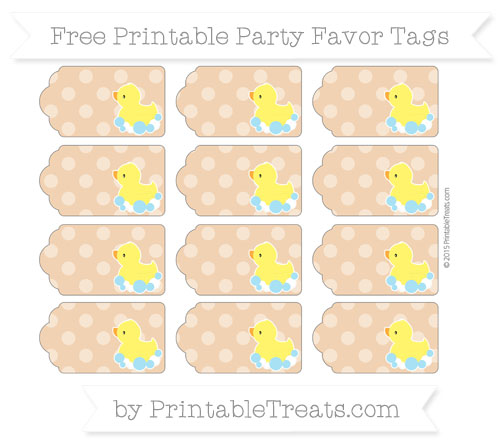 Fawn Dotted Pattern Baby Duck Party Favor Tags — Printable Treats.com