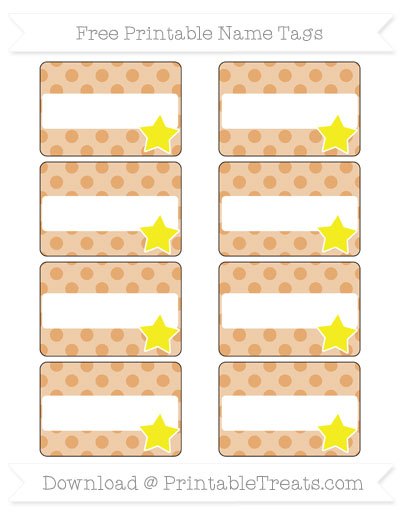 Free Fawn Polka Dot Star Name Tags — Printable Treats.com