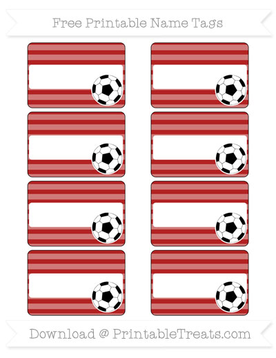 Free Fire Brick Red Horizontal Striped Soccer Name Tags