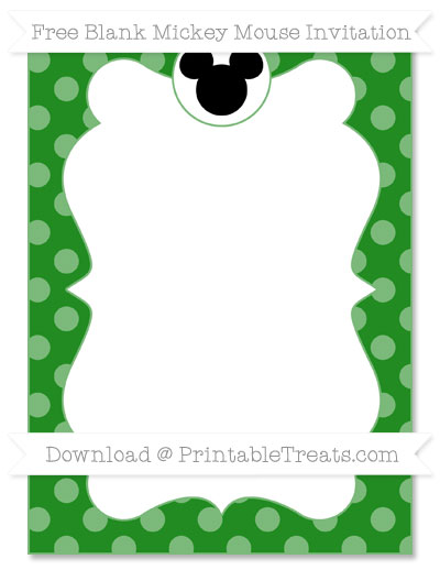 Free Forest Green Dotted Pattern Blank Mickey Mouse Invitation ...