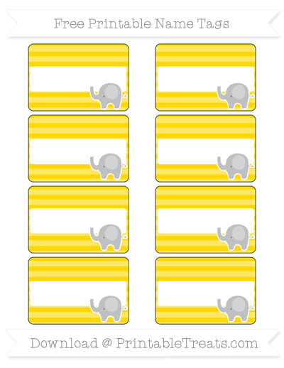 free gold horizontal striped elephant name tags printable treatscom